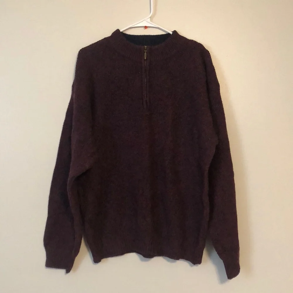 Men’s Woolrich Burgundy 1/4 Zip Wool Heavy Rugged Outdoors Sweater size M - Picture 4 of 10